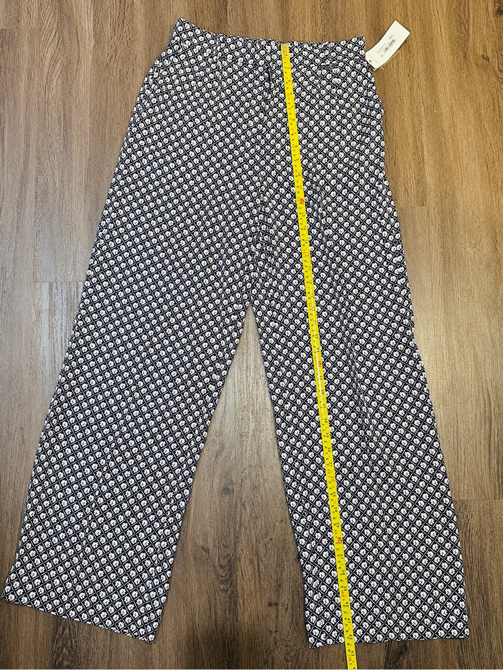 NWT Navy White Wide Leg Palazzo Pants Silk Blend High Rise Size 6 - Picture 7 of 16